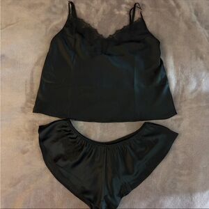 Victoria's Secret Black Satin Lace Set